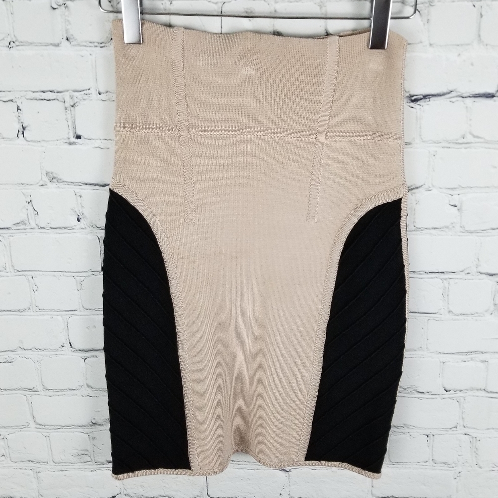 WILFRED | beige&black bandage bodycon skirt
